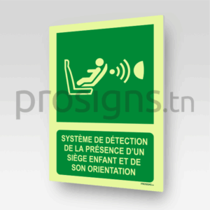 Panneau Photoluminescent / Phosphorescent. PLE014m - Système de détection de la présence d’un siège enfant et de son orientation