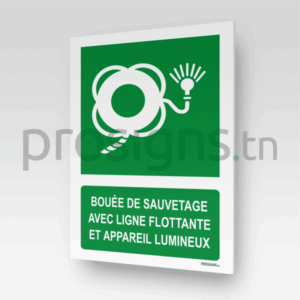 E043m - Bouée de sauvetage avec ligne flottante et appareil lumineux
