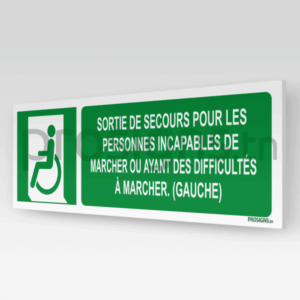 E026hm - Sortie de secours pour les personnes incapables de marcher ou ayant des difficultés à marcher (gauche)