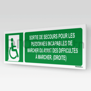 E030hm - Sortie de secours pour les personnes incapables de marcher ou ayant des difficultés à marcher (droite)