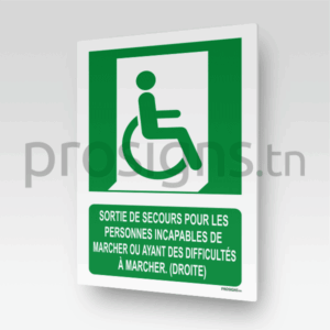 E030m - Sortie de secours pour les personnes incapables de marcher ou ayant des difficultés à marcher (droite)