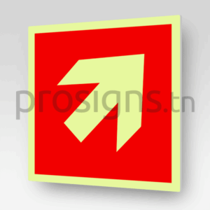 Panneau Photoluminescent / Phosphorescent / ‘Glow-in-the-dark’. PLA045D - Flèche directionnelle 45° vers la droite