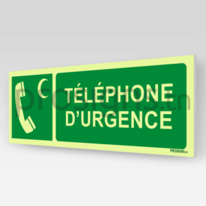 Panneau Photoluminescent / Phosphorescent / ‘Glow-in-the-dark’. PLE004hm - Téléphone d’urgence