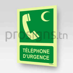 Panneau Photoluminescent / Phosphorescent / ‘Glow-in-the-dark’. PLE004m - Téléphone d’urgence