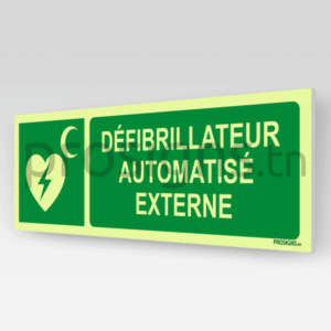 Panneau Photoluminescent / Phosphorescent / ‘Glow-in-the-dark’. PLE010hm - Défibrillateur automatisé externe