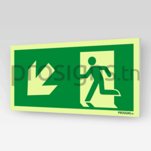 Panneau Photoluminescent / Phosphorescent / ‘Glow-in-the-dark’. PLA225/E001 - Sortie de secours (gauche)