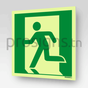 Panneau Photoluminescent / Phosphorescent / ‘Glow-in-the-dark’. PLE001 - Sortie de secours (gauche)