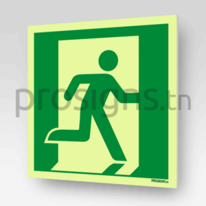 Panneau Photoluminescent / Phosphorescent / ‘Glow-in-the-dark’. PLE002 - Sortie de secours (droite)