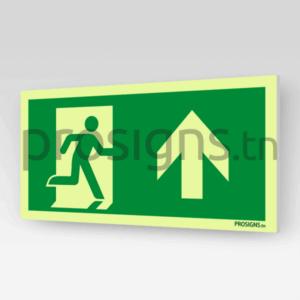 Panneau Photoluminescent / Phosphorescent / ‘Glow-in-the-dark’. PLE002/A0 - Sortie de secours (droite)