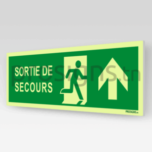 Panneau Photoluminescent / Phosphorescent / ‘Glow-in-the-dark’. PLE002/A0m - Sortie de secours (droite)