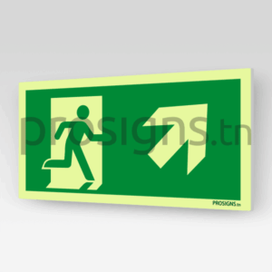 Panneau Photoluminescent / Phosphorescent / ‘Glow-in-the-dark’. PLE002/A45 - Sortie de secours (droite)