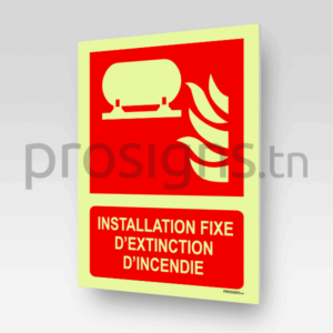 Panneau Photoluminescent / Phosphorescent / ‘Glow-in-the-dark’. PLFF012m - Installation fixe d’extinction d’incendie