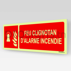 Panneau Photoluminescent / Phosphorescent / ‘Glow-in-the-dark’. PLF018hm - Feu clignotant d’alarme incendie