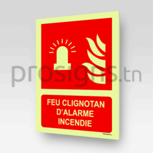 Panneau Photoluminescent / Phosphorescent / ‘Glow-in-the-dark’. PLF018m - Feu clignotant d’alarme incendie