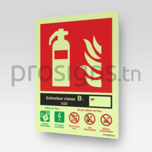 Plaque / Panneau Photoluminescent / Phosphorescent ‘Glow-in-the-dark’. HNFEX043PL – Extincteur classe B, CO2
