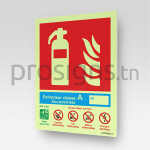 Plaque / Panneau Photoluminescent / Phosphorescent. HNFEX039PL – Extincteur classe A, eau