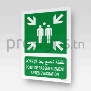E007mar - Point de rassemblement après évacuation نقطة تجمع بعد الإخلاء (Autocollant)