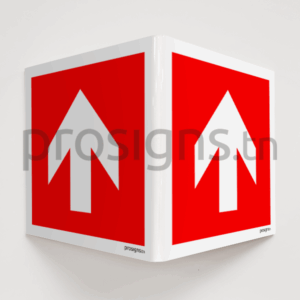 Plaque / Panneau angulaire 3D. A090H – Flèche directionnelle 90° vers le haut