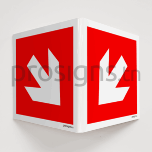 Plaque / Panneau angulaire 3D. A225G/A135D – Flèche directionnelle 225° vers la gauche et 135° vers la droite