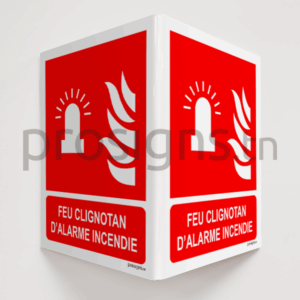 Plaque / Panneau drapeau. F018m – Feu clignotant d’alarme incendie
