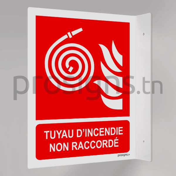 Plaque / Panneau drapeau. F019m – Tuyau d’incendie non raccordé