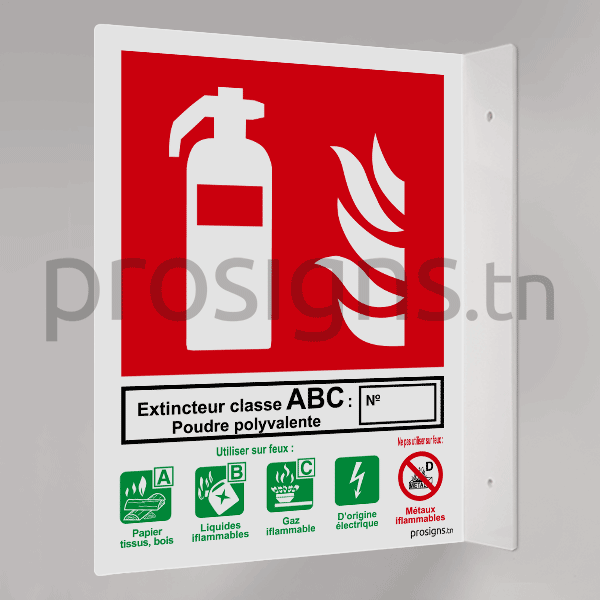 Plaque / Panneau drapeau. HN.F.EX041 – Extincteur classe A-B-C