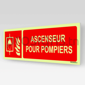 Panneau Photoluminescent / Phosphorescent / ‘Glow-in-the-dark’. PLF017hm - Ascenseur pour pompiers
