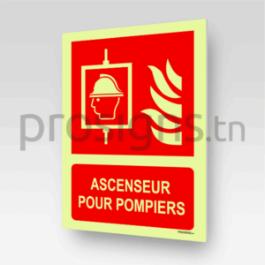 Panneau Photoluminescent / Phosphorescent / ‘Glow-in-the-dark’. PLF017m - Ascenseur pour pompiers